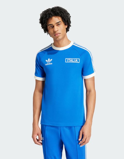 adidas Originals – FIGC OG – T-Shirt in Blau mit 3 Streifen