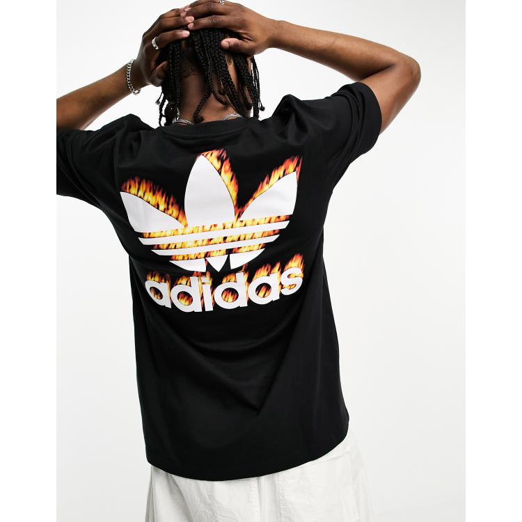 adidas Originals fire graphic trefoil t shirt in black ASOS