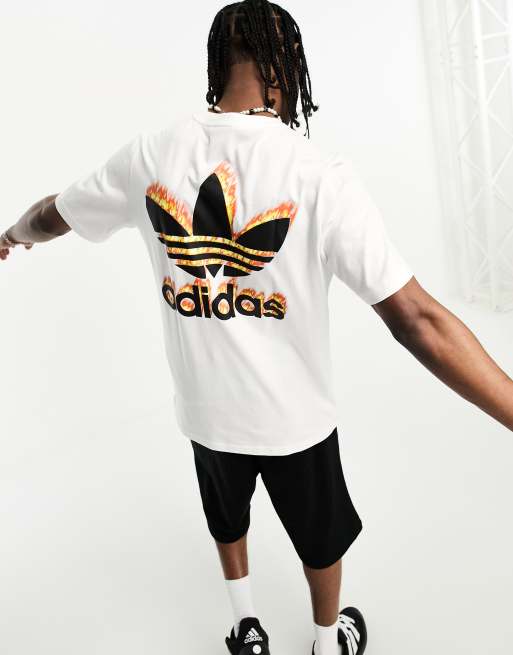 White adidas trefoil store shirt