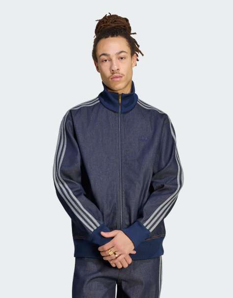 adidas Originals - Firebird adicolor - Haut de survêtement en jean brut - Denim indigo - view 1