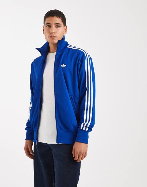 adidas Originals – Firebird adicolor – Niebieski siateczkowy top dresowy