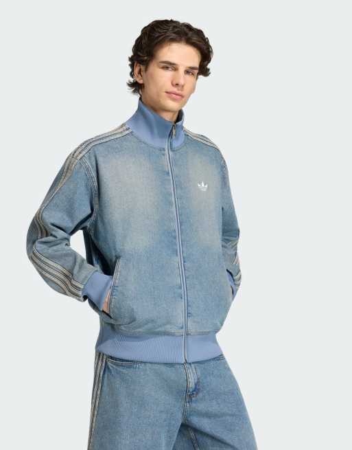 adidas Originals – Firebird Adicolor – Trainingsjacke aus Denim in Used-Blau, 1 von 4