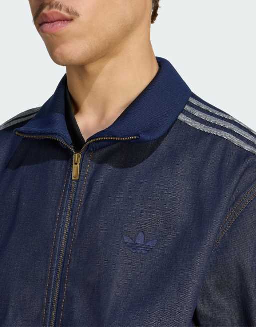 adidas Originals – Firebird Adicolor – Trainingsjacke aus unbehandeltem Denim in Indigoblau, 3 von 4