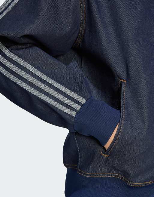 adidas Originals – Firebird Adicolor – Trainingsjacke aus unbehandeltem Denim in Indigoblau, 4 von 4