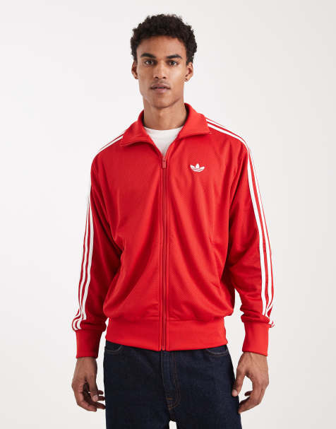 adidas Originals – Firebird Adicolor – Trainingsoberteil aus Netzstoff in Better Scarlet - view 1