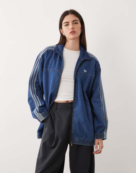 adidas Originals – Firebird Adilenium – Niebieska jeansowa bluza od dresu - view 1
