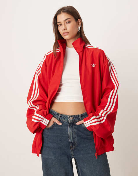 adidas Originals Firebird adilenium track top in red and white - view 1