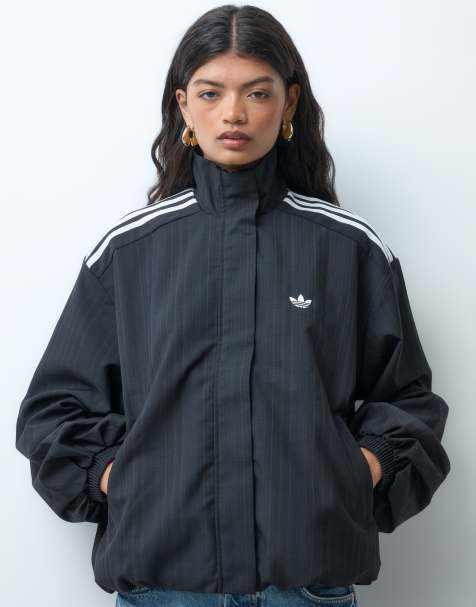 adidas Originals Firebird blousy check track top in black - view 1