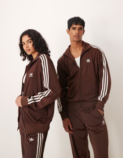 adidas Originals Firebird track top in brown