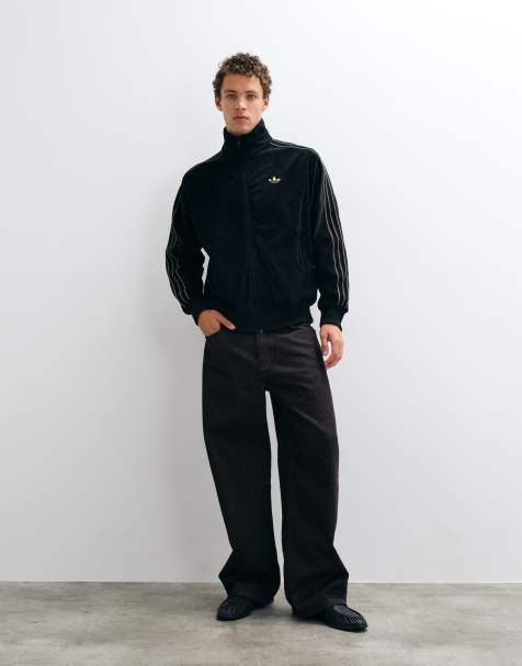 adidas Originals Firebird chaqueta de chándal de terciopelo negra - view 1