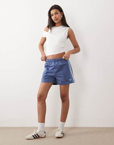 adidas Originals Firebird classic shorts in  light blue and white