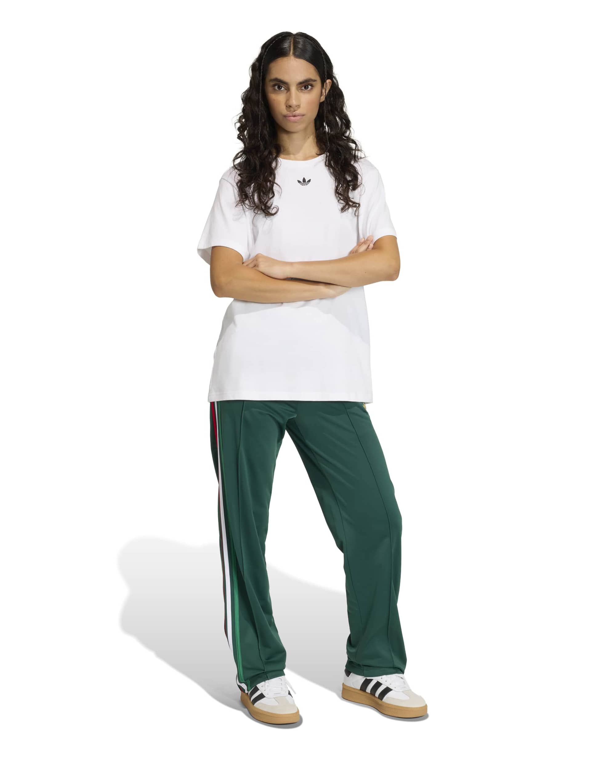 adidas originals firebird classic track pants in green and red