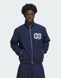 adidas Originals Firebird coach jacket in night indigo / clear sky