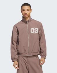 adidas Originals Firebird coach jacket in trace brown / team victory red