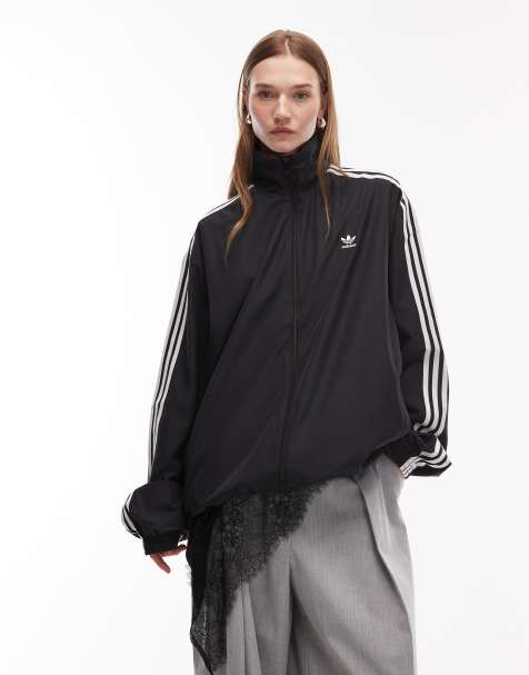 adidas Originals – Firebird – Czarna kurtka sportowa oversize z tkaniny - view 1