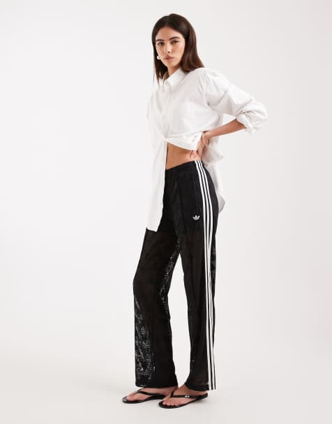 adidas Originals – Firebird – Czarne klasyczne koronkowe spodnie dresowe - view 1