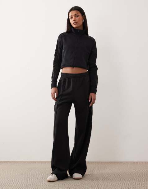 adidas Originals – Firebird – Czarne koronkowe spodnie dresowe - view 1