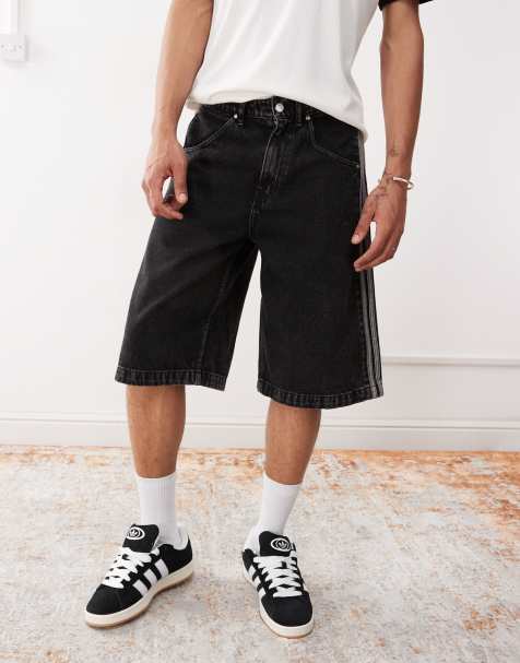 adidas Originals – Firebird – Czarne szorty jeansowe - view 1