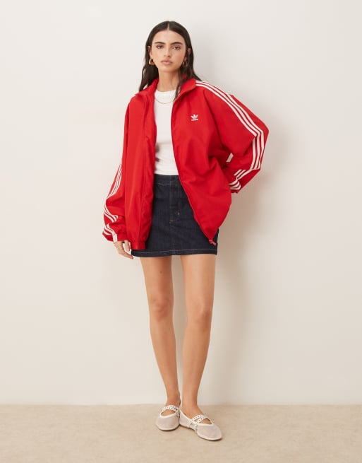qq596 adidas Originals – Firebird – Czerwona kurtka sportowa