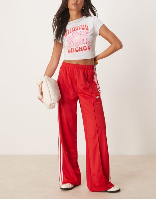 adidas Originals – Firebird – Czerwone spodnie dresowe o luźnym kroju