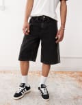 [adidas Originals] adidas Originals Firebird denim shorts in black W28 BLACK