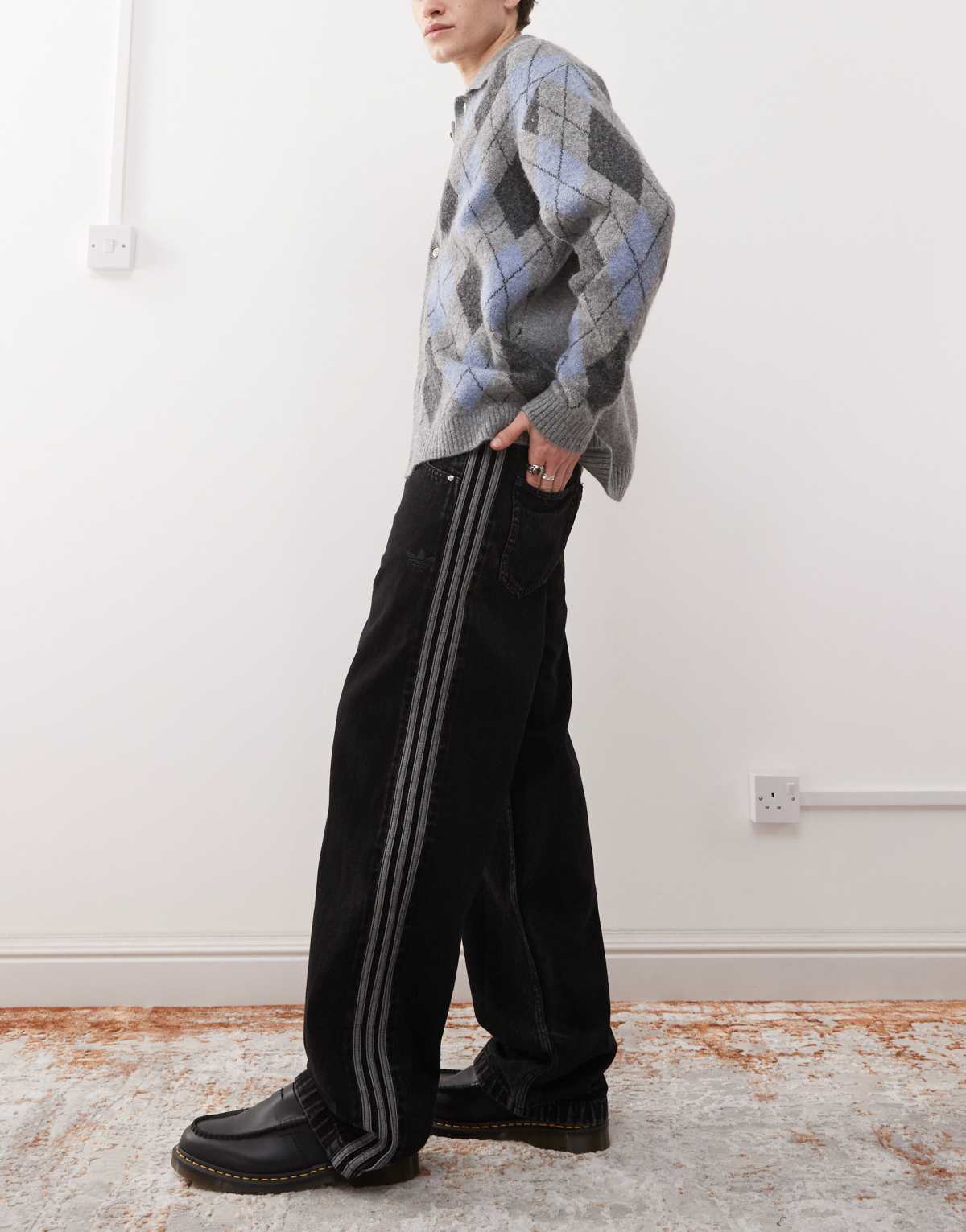 adidas Originals Firebird denim track pants in black