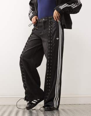 Adidas Originals Firebird Denim Track Pants In Black