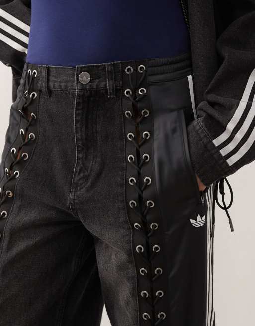 adidas Originals Firebird denim track pants in black | ASOS