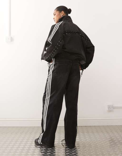 adidas Originals Firebird denim track pants in black | ASOS