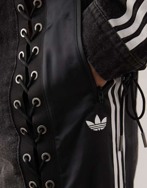 adidas Originals Firebird denim track pants in black | ASOS