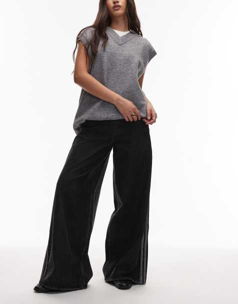 adidas Originals firebird denim track pants in black - view 1