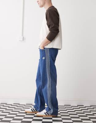 adidas Originals Firebird denim track pants in blue 