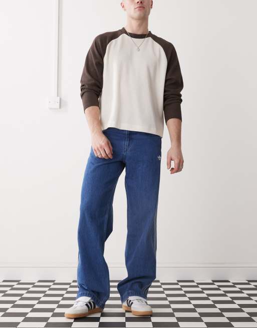adidas Originals Firebird denim track pants in blue | ASOS
