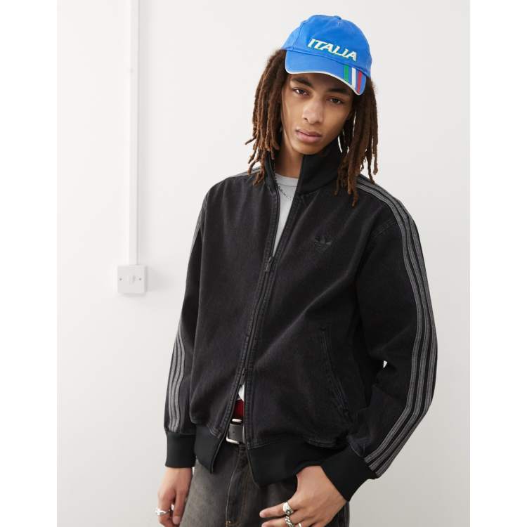 adidas Originals Firebird denim track top in black | ASOS