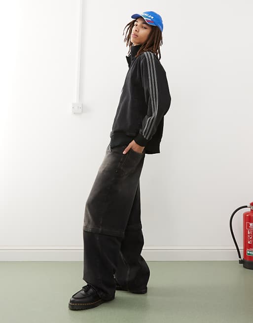 adidas Originals Firebird denim track top in black | ASOS adidas Originals Firebird denim track top in black | ASOS
