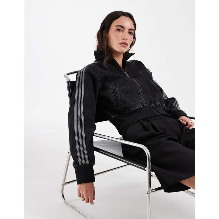 adidas Originals Firebird denim track top in black | ASOS