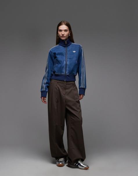 adidas Originals - Firebird - Denim trainings-top met rits in vintage blauw - view 1