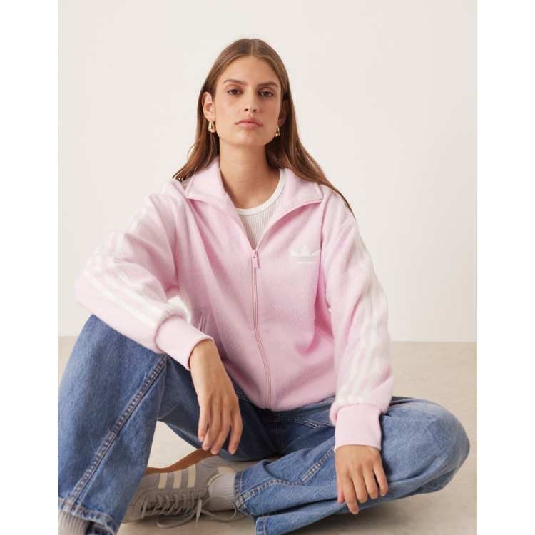 adidas Originals Firebird fluffy track top in pink | ASOS