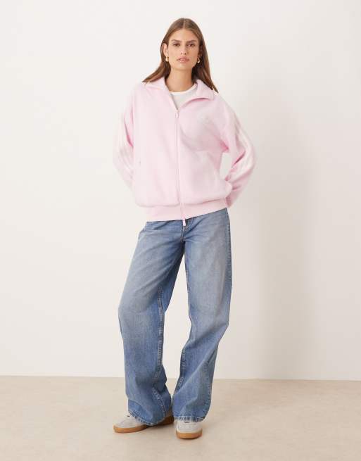 adidas Originals Firebird fluffy track top in pink | ASOS