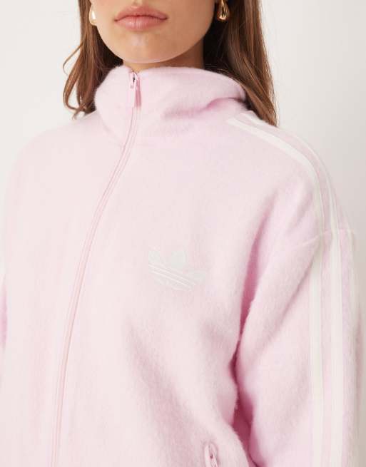 adidas Originals Firebird fluffy track top in pink | ASOS