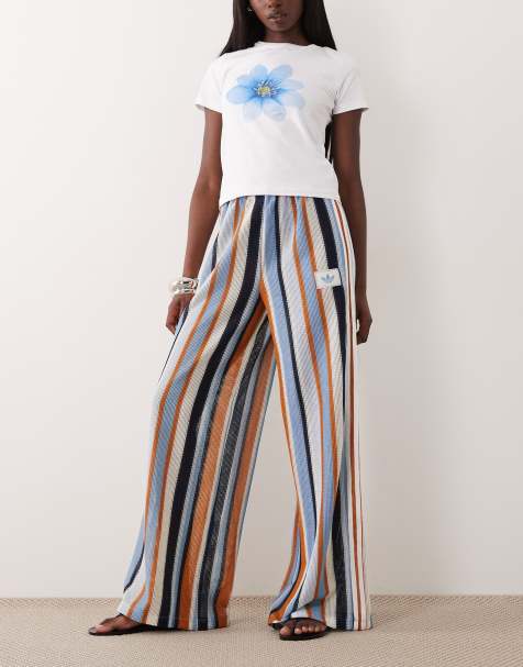 adidas Originals - Firebird - Gehaakte trainingsbroek met strepen in blauw en bruin - view 1