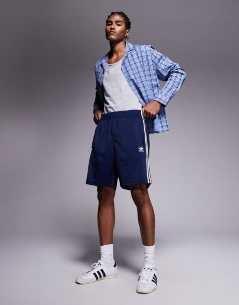 adidas Originals Firebird shorts in navy and white 