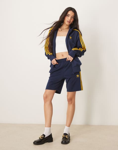 adidas Originals – Firebird – Granatowo-żółty top dresowy - view 1