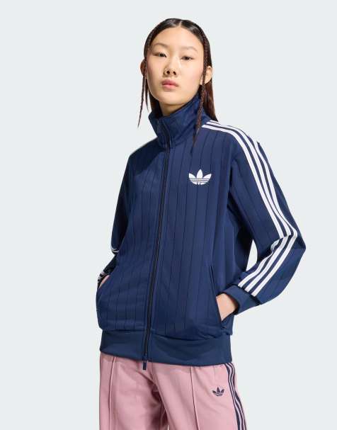 adidas Originals - Firebird - Haut de survêtement ample à rayures fines - Indigo nuit/blanc/gris - view 1