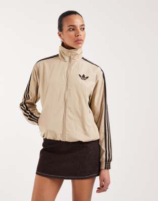adidas Originals - Firebird - Haut de survêtement ample en nylon - Kaki clair et marron-Vert