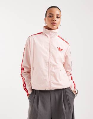 adidas Originals - Firebird - Haut de survêtement ample en nylon - Rose et rouge