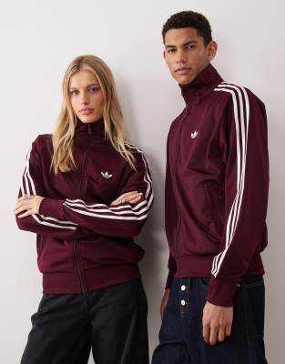 adidas Originals - Firebird - Haut de survêtement - Bordeaux et blanc cassé-Rouge