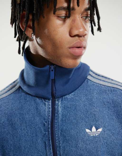 adidas Originals Firebird Haut de survêtement en denim Bleu