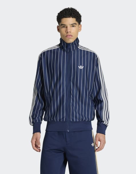 adidas Originals - Firebird - Indigoblå træningstop med nålestriber - view 1