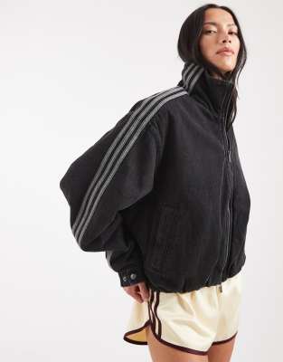 Size small adidas Originals Firebird jacket in true black denim